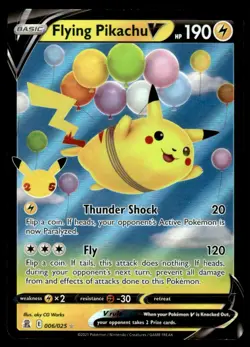 2021 Pokemon Sword & Shield - Celebrations 6 Flying Pikachu V Light Play - Image 1