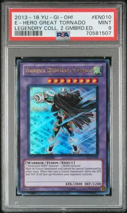 YuGiOh Elemental HERO Great Tornado LC02-EN010 Limited Edition Ultra Rare PSA 9 - Image 1