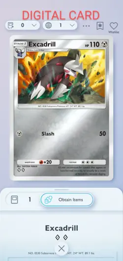 Excadrill Pokemon Pocket Mobile Game Deluxe Pack Set ?? Rare Card For Trade - Image 1