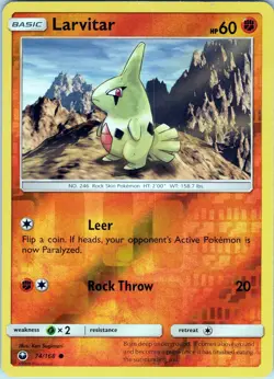 Larvitar 74/168 Common - Pokemon TCG SM: Celestial Storm - Reverse Holo (NM) - Image 1