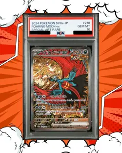 PSA 10 Roaring Moon ex SAR 218/187 SV8a Terastal Fest ex Pokemon Card Japanese - Image 1