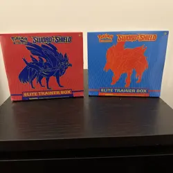 Pokemon Sword and Shield Base Set Elite Trainer Box ETB Pair Zacian & Zamazenta - Image 1