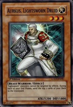 Aurkus, Lightsworn Druid - Super Rare 1st Edition LODT-EN081 - MP - YuGiOh - Image 1