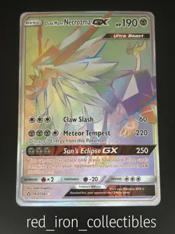 Dusk Mane Necrozma GX 163/156 Rainbow Rare Ultra Prism Sun & Moon Pokemon Card - Image 1