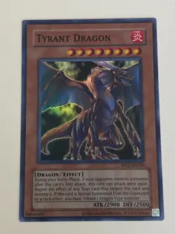 Yugioh - Tyrant Dragon - Super Rare NM - Plus Free Holographic Card - Image 1