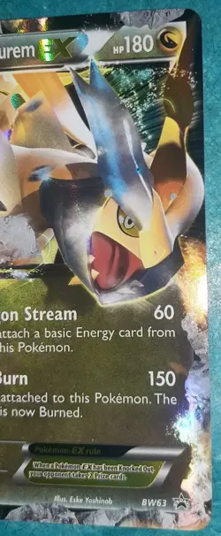 Pokemon White Kyurem EX BW63 Black & White Holo Black Star Promo LP - Image 2