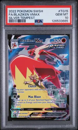 2022 POKEMON SWORD & SHIELD SILVER TEMPEST #TG15 FULL ART/BLAZIKEN VMAX PSA 10 - Image 1