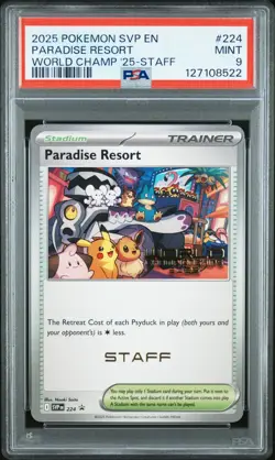Pokemon World Championships 2025 Staff Paradise Resort SVP EN 224 PSA 9 MINT - Image 1