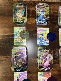 Pokemon Prismatic Evolutions Opened Mini Tins Empty No Packs, Set Of 8 - Image 2
