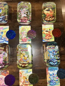 Pokemon Prismatic Evolutions Opened Mini Tins Empty No Packs, Set Of 8 - Image 3
