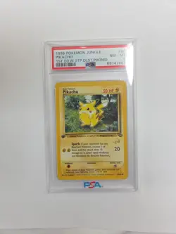 1999 WOTC POKEMON JUNGLE PIKACHU #60/64 1ST EDITION W STAMP DUELIST PROMO PSA 8 - Image 1