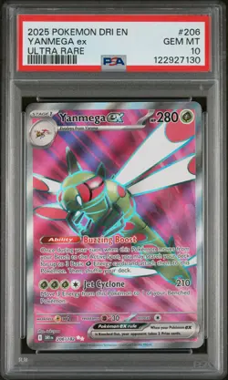 2025 POKEMON DRI EN-DESTINED RIVALS ULTRA RARE #206 YANMEGA EX PSA 10 - Image 1