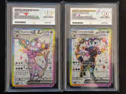 Pokemon Umbreon EX 176 Espeon EX 175 ACE 10 Sequential Pair - Perfect Sub Grades - Image 1