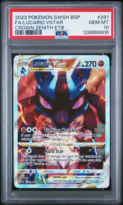 2023 POKEMON SWSH BLACK STAR PROMO #291 FULL ART/LUCARIO VSTAR PSA 10 - Image 1