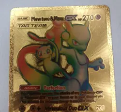 mewtwo mew gx rainbow 242/236 gold metal fan art card - Image 2