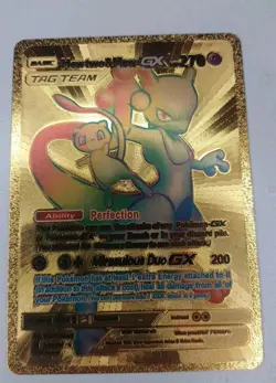mewtwo mew gx rainbow 242/236 gold metal fan art card - Image 4