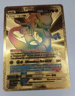 mewtwo mew gx rainbow 242/236 gold metal fan art card - Image 5