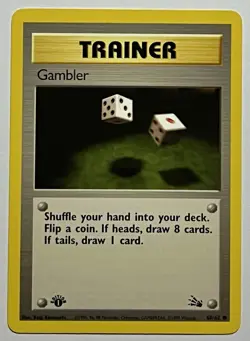 Gambler 60/62 (LP) 1st Edition Common Fossil Set 1996 WOTC Pokemon Card - Image 1