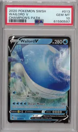 2020 Pokemon Sword & Shield Champion's Path 013 Wailord V - PSA 10 - Image 1