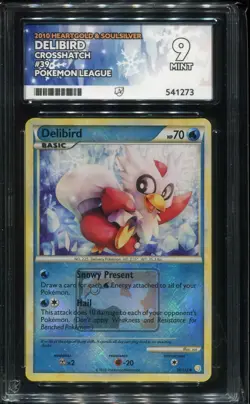 ACE 9 Delibird 39/123 HGSS EN 2010 Crosshatch Pokemon League Mint - Image 1