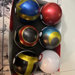 6 Empty Tin Pokemon Balls And Display Box For Decoration Collecting Pokemon - Image 1