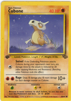 Pokemon - Cubone - 50/64 - Common - 1st Edition - Jungle - LP - NM 1999 WoTC - Image 1
