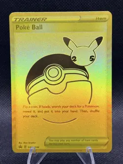 Pokemon Poke Ball GoldSWSH146 Full Art Celebrations Promo Card - Image 1