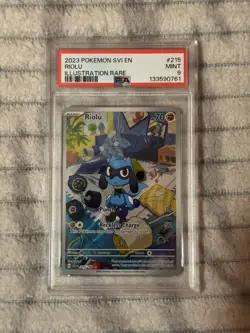 Pokemon TCG Riolu Illustration Rare Card #215/198 Scarlet & Violet PSA 9 - Image 1