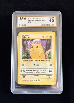 Pokemon Pikachu Shadowless Yellow Cheeks #58 MINT Grade 10, Base Set +BONUS - Image 1