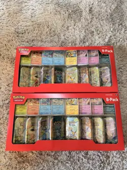 2x Pokemon TCG: Prismatic Evolutions Costco Mini Tins 8 Pack - New & Sealed ✅ - Image 1