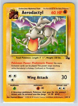 Aerodactyl #1/62 - Fossil Unlimited - Holo - LP Lightly Played Pokemon - Image 1