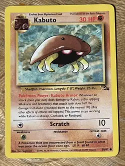 1995, 96, 98 Pokemon card base set Kabuto #140 50/62 - Image 1