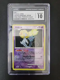 CGC 10 2008 Uxie 43/146 Reverse Holo Legends Awakened Pokemon League - Image 1