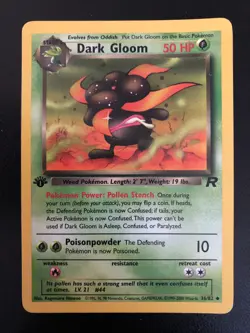 Dark Gloom 36/82 1st Edition NM Near Mint Team Rocket Pokemon Card Ships Fast - Image 1
