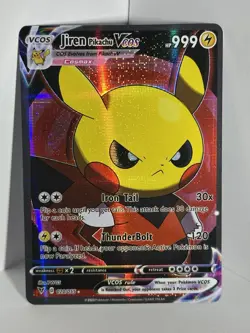 Pokemon TCG Jiren Poncho Pikachu VCOS Cosplay Custom Full Art Shiny Holo Card - Image 1