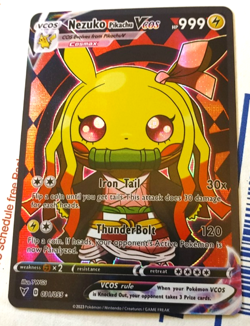 Nezuko Pikachu Cosplay Pokemon Custom Fan Made Art Card - Image 1