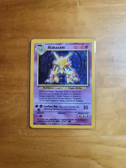 Alakazam 001/102 Base Set Holo Rare Vintage 1999 Pokemon TCG Card MP - Image 1