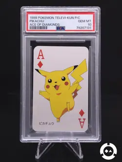 PSA 10 Gem Pikachu Pokemon Televi-kun Playing Card Ace Diamonds 1998 - LOW POP - Image 1