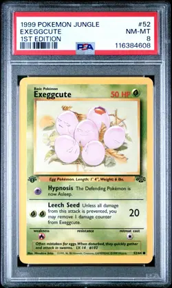 PSA 8 NM/MT 1999 POKEMON JUNGLE #52 EXEGGCUTE 1ST EDITION ENGLISH - Image 1