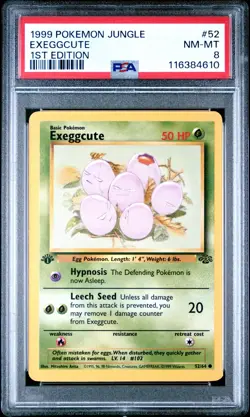 PSA 8 NM/MT 1999 POKEMON JUNGLE #52 EXEGGCUTE 1ST EDITION ENGLISH - Image 5