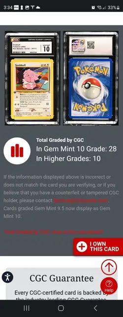 (POP 28) CGC 10 GEM MINT 2000 Pokemon Neo Genesis 1st Edition Snubbull 74/111 - Image 4