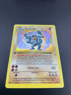 SHADOWLESS WOTC - Machamp 8/102 - Base Set - Holo Rare Pokemon Card (G) - Image 1