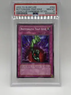 Bottomless Trap Hole PSA 10 Gem Mint 💎 LOD-092 1st Edition Rare Legacy Yugioh - Image 4