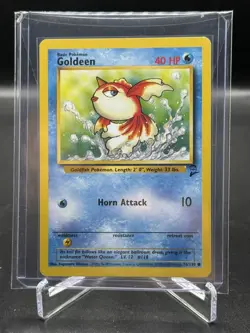Pokemon TCG Goldeen 76/130 Base Set 2 Unlimited Regular Common Card WOTC NM - Image 1