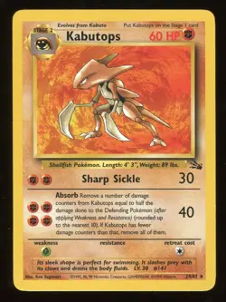 Pokemon Card Kabutops 24/62 Fossil Rare Non Holo Played - Image 1