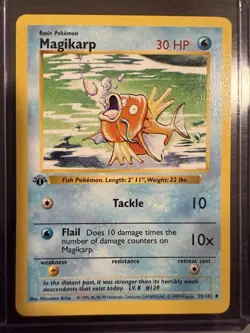 Pokemon Card - Magikarp Base Set (Shadowless) 1st Edition 35/102 Non Holo NM - Image 1