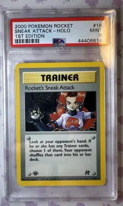Pokemon: Team Rocket 1st Edition Rare: Rocket's Sneak Attack 72/82 PSA 9 - Image 1