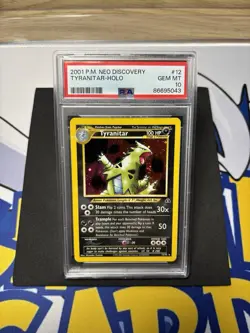 Pokemon TCG Neo Discovery 12 Tyranitar Holo 2001 PSA 10 GEM MINT Swirl on fist! - Image 1