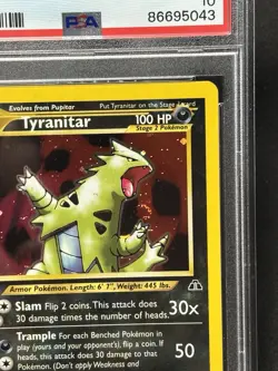 Pokemon TCG Neo Discovery 12 Tyranitar Holo 2001 PSA 10 GEM MINT Swirl on fist! - Image 2