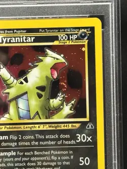 Pokemon TCG Neo Discovery 12 Tyranitar Holo 2001 PSA 10 GEM MINT Swirl on fist! - Image 3